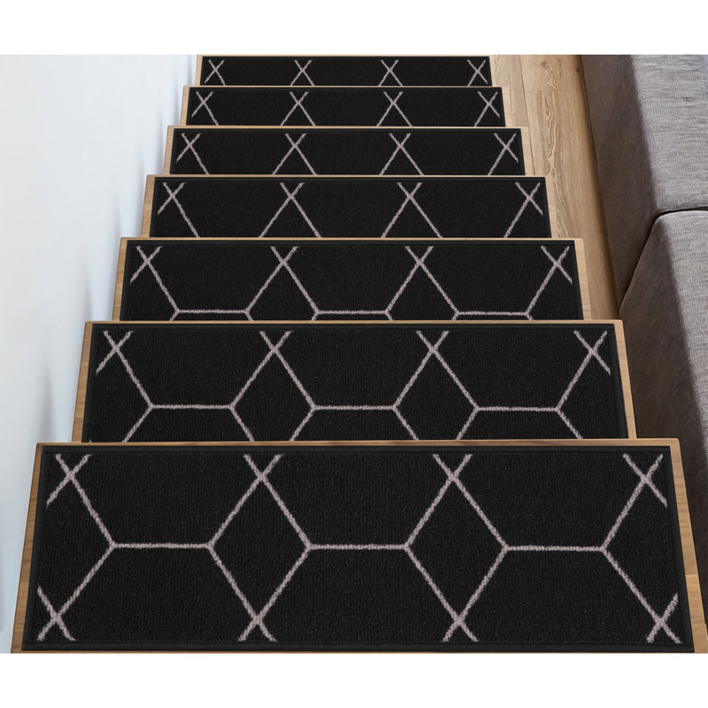 Tapis d'escalier antidérapant Akyia, Noir argent
