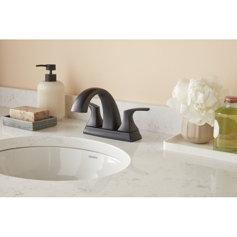 Vaughn Centerset Bathroom Faucet with Drain Assembly, Satin Black