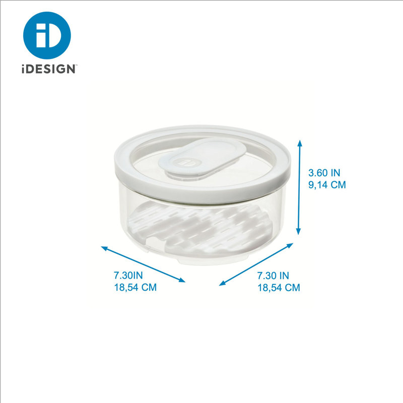 InterDesign Clear BPA-Free Plastic Produce Storage Bowl with White Lid, 7 Cups