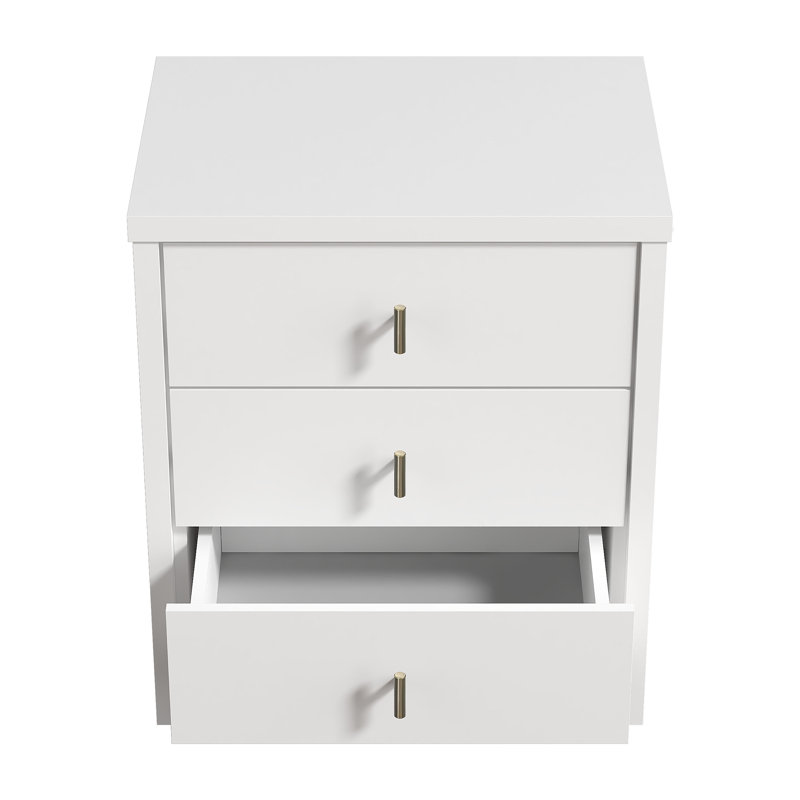 Allysyn Modern 3 Drawer Nightstand, White