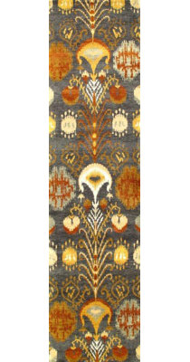 Wool Ikat Area Rug in Gray