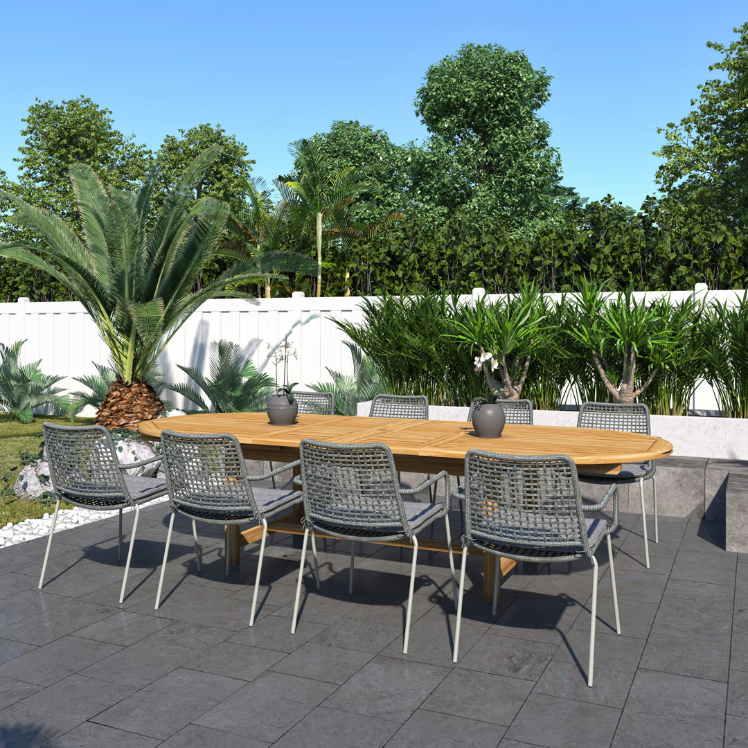 Anautica 8 - Person Metal Patio Dining Set with Oval Table , Cushions Included Lark Manor™