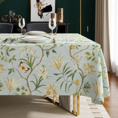 Rectangle Table Cloth,100% Waterproof Tablecloth Oil Proof Spill Proof Vinyl Table Cloth, Wipe Clean Plastic Table Cover for Dining, Camping, Indoor and Outdoor 54" x 120",Leaves
