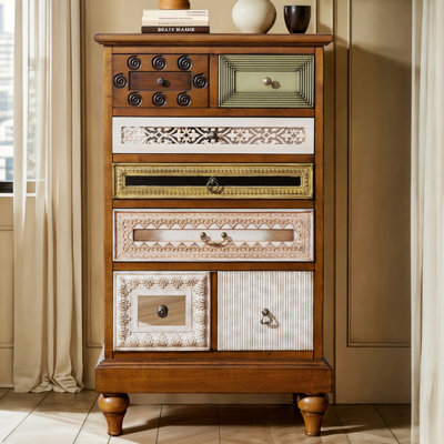 Retro Nut-Brown Solid Wood Accent Cabinet