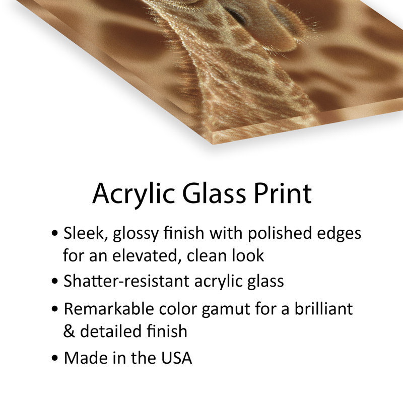 Girafe nouveau-né, impression verticale sur verre acrylique