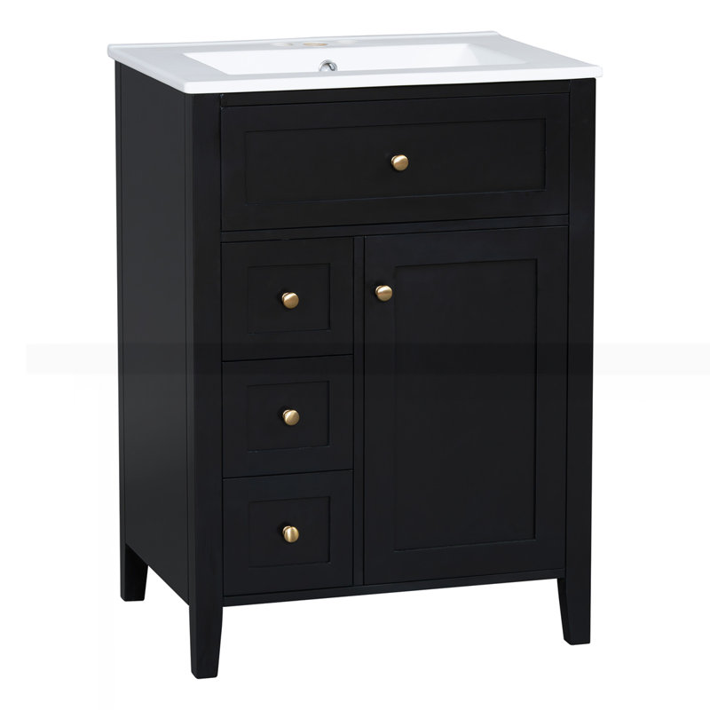 Meuble-lavabo 24 po avec lavabo, Noir
