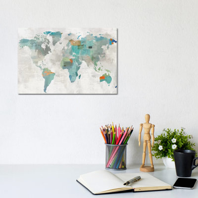 Blue Map by Aimee Wilson - Wrapped Canvas Painting