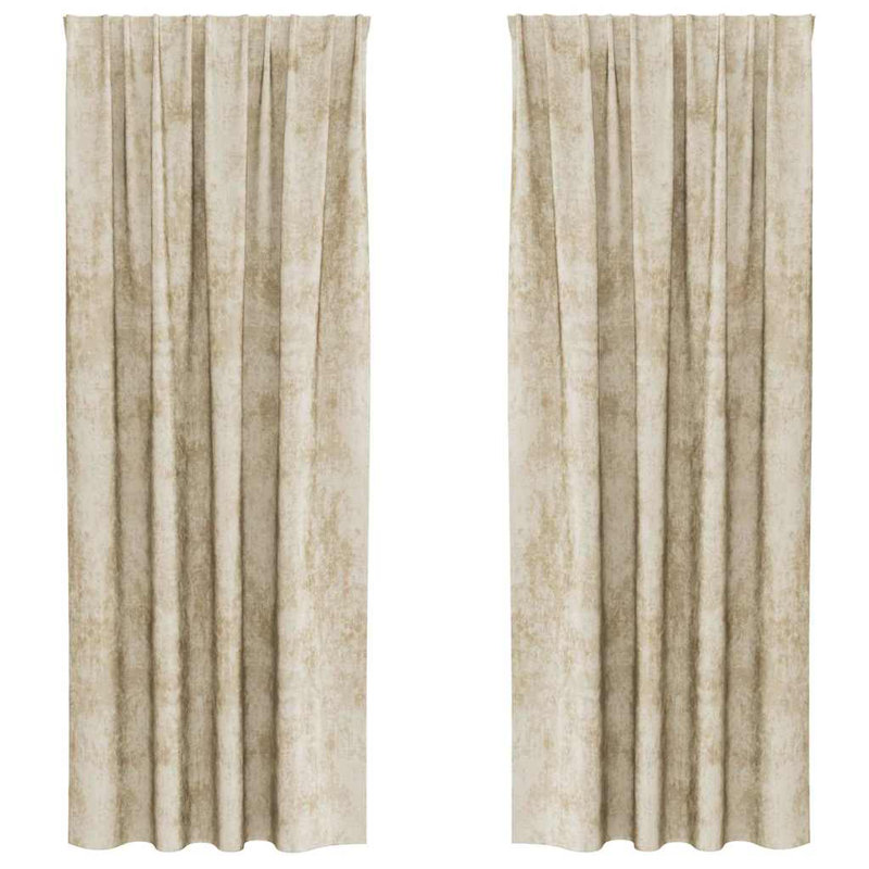 Curtain With Curtains 2 Pcs Velvet, Cream, 140cm Width x 225cm Drop