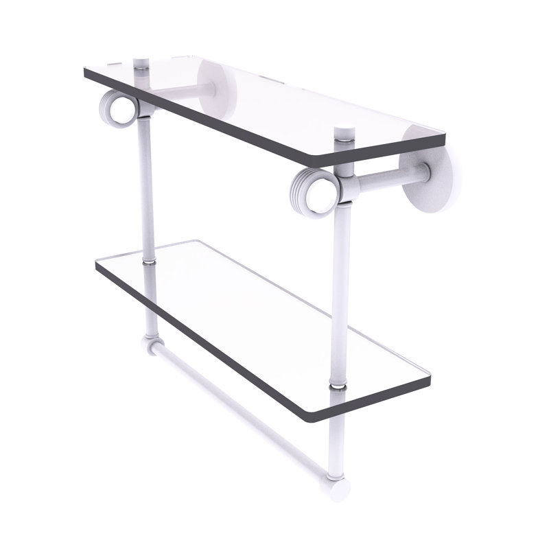 Tablette murale double verre Margolis, Blanc mat, H 12,8 po x l 22 po x p 5,6 po