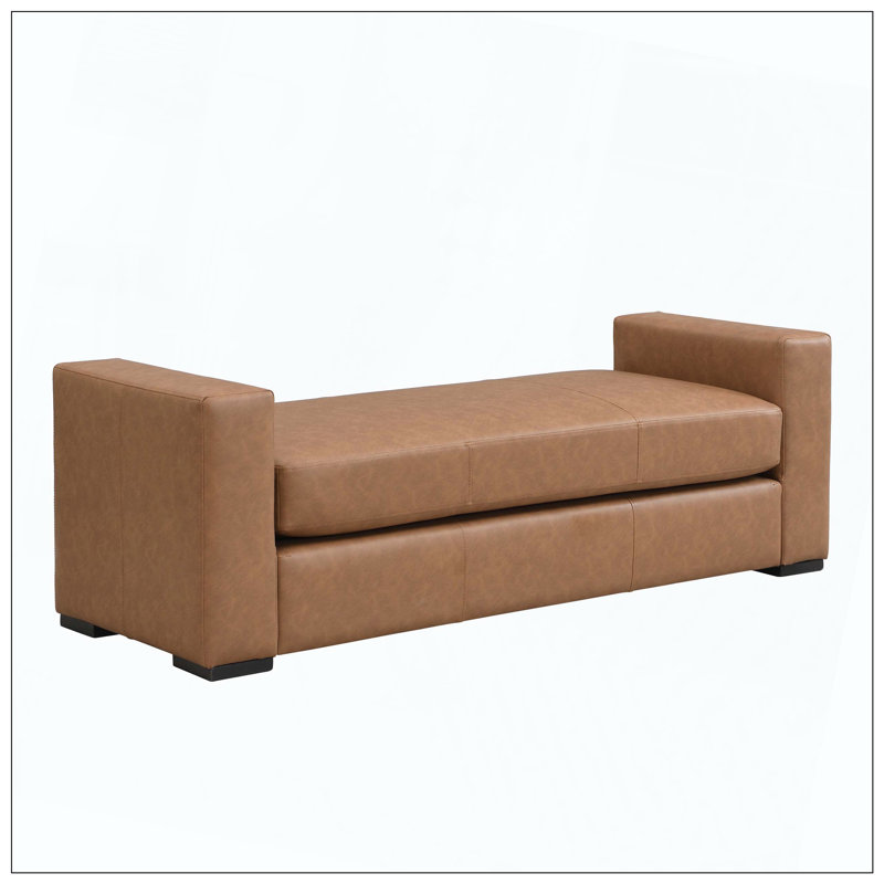 Repose-pieds élégant en similicuir brun durable, Brun