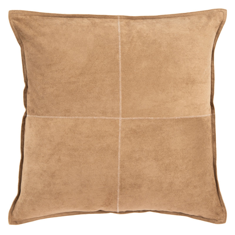 Camel Faux Suede 18-inch Square Throw Pillow