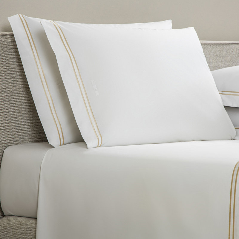 Classic Pillowcase Pair , Standard, White/Khaki