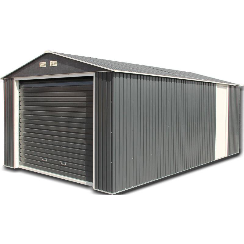 Duramax Dark Gray 12' x 26' Metal Garage with White Trim