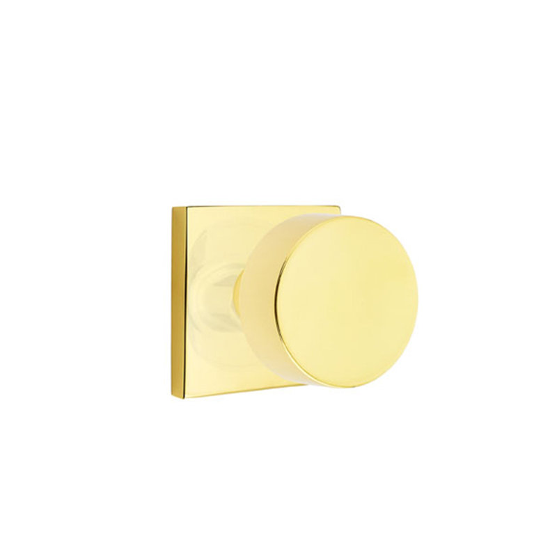 Ensemble de boutons de passage Emtek avec rosette carrée et bouton rond, Laiton non laqué