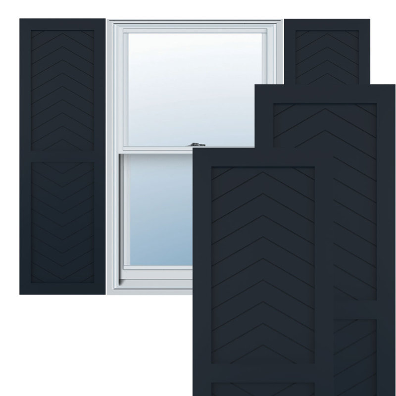 Volets à fixation fixe en PVC à deux panneaux de style moderne True Fit, Bleu nuit sans étoile, 12", 62"