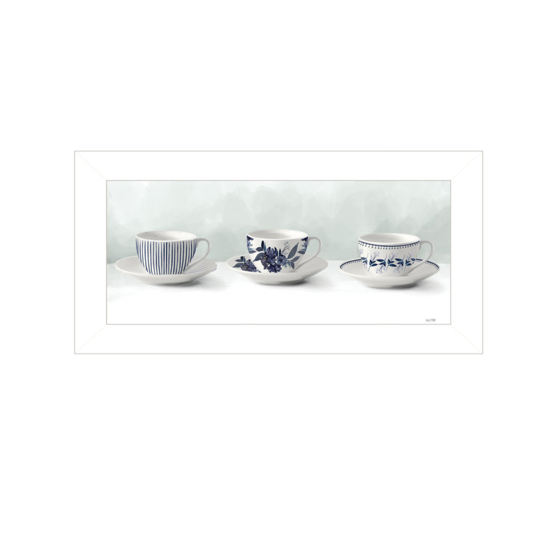 «Cups & Saucers» par House Fenway, reproduction encadrée prête à accrocher, cadre blanc, Cadre blanc