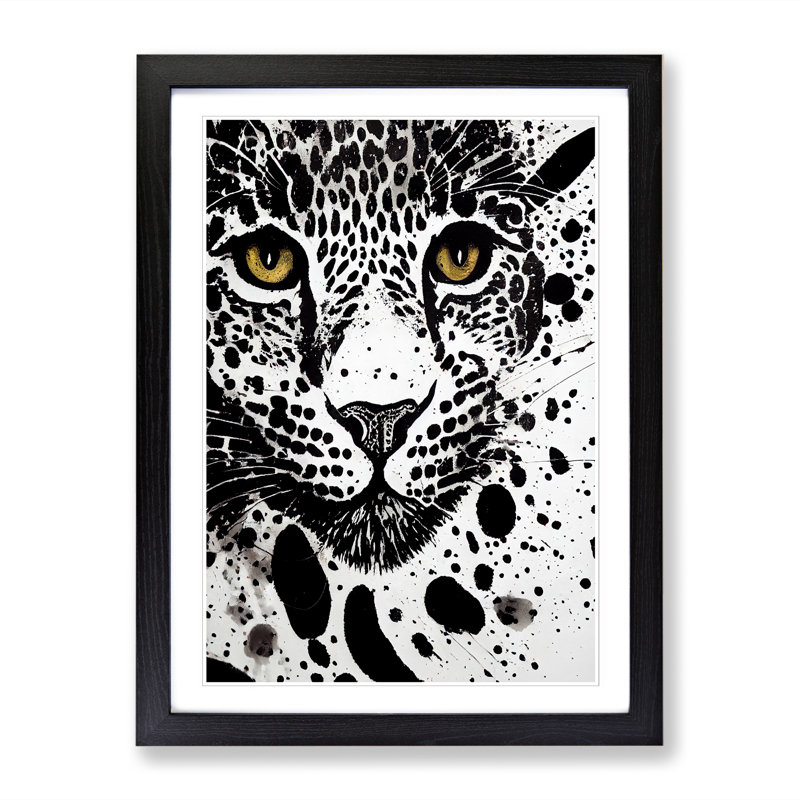 Konradin Leopard Paint Splatter Vol.2 - Picture Frame Print, 46cm H x 34cm W, Walnut