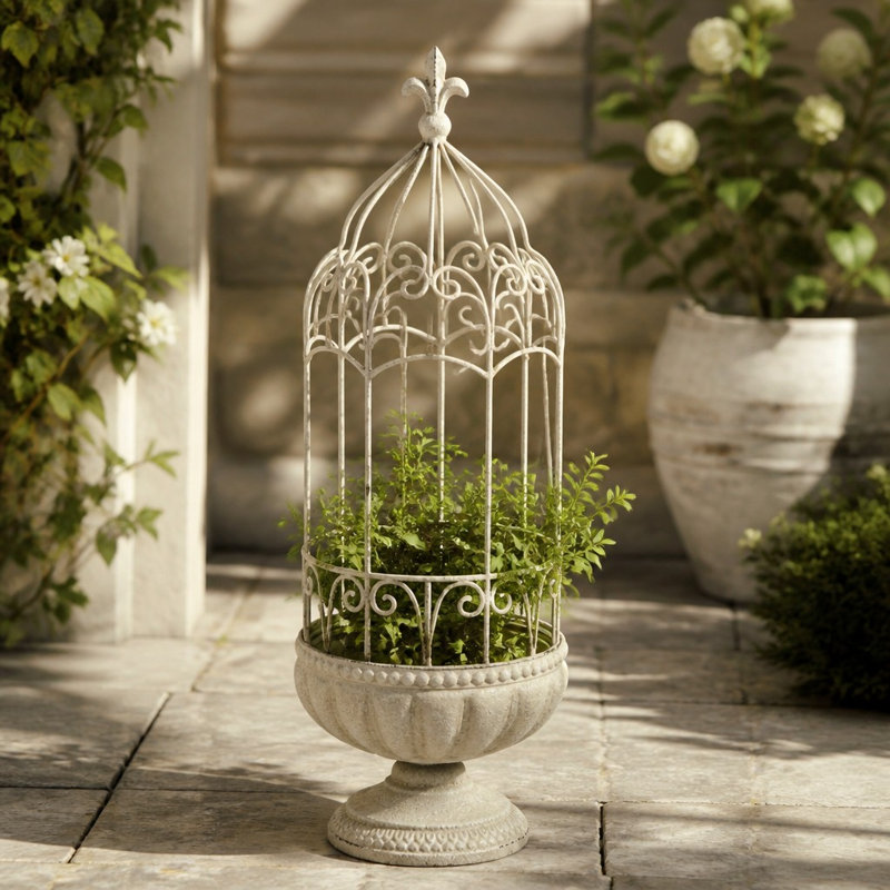 Metal Plant Cage, Cream