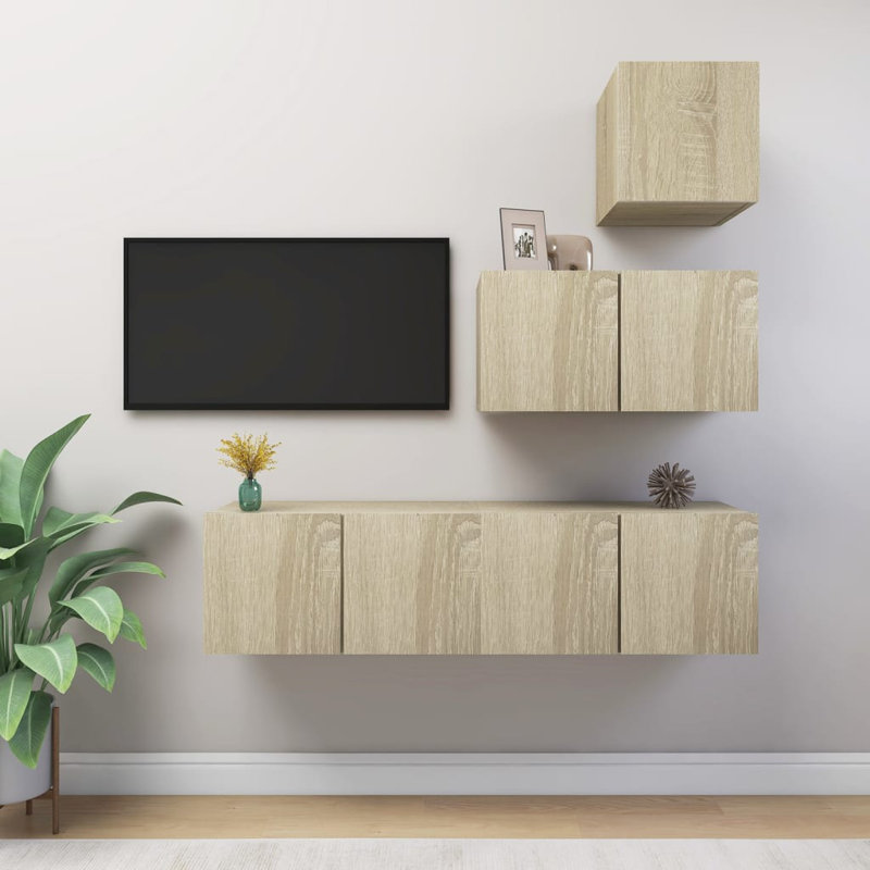 Gilana Unfinished Floating Entertainment Centre for TVs up to 88", Sonoma Oak