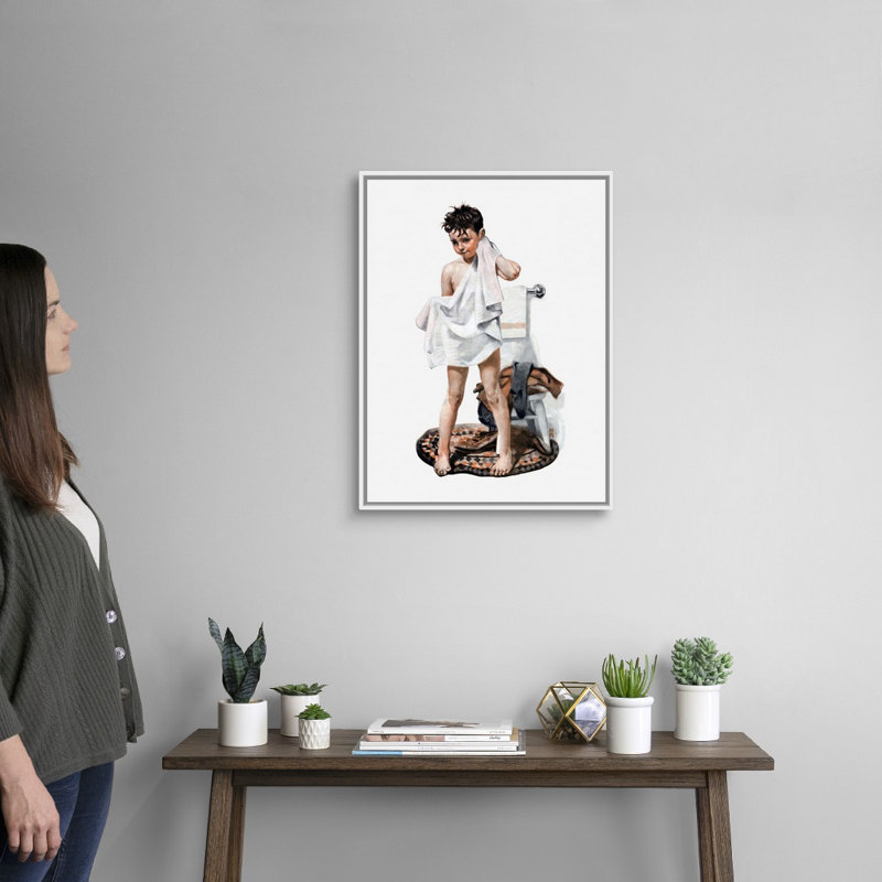 C-L-E-A-N, art mural sur toile, H 26 po x l 20 po x P 1,75 po, Cadre flottant blanc