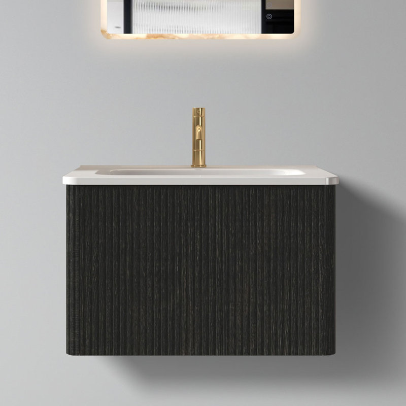 Rangement pour salle de bain Woolcott, H 15,6 po x l 24 po x P 18,3 po, Noir, noir, noir, noir