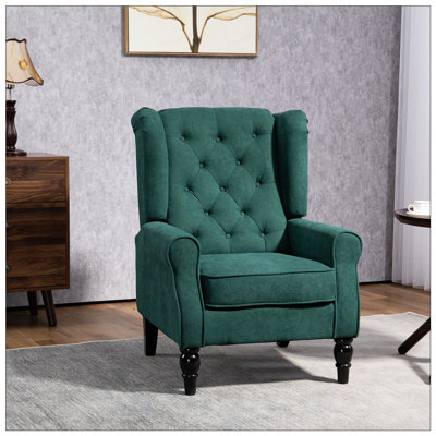 Chaise d'appoint capitonnée à boutons avec haut dossier à oreilles, accoudoirs rembourrés arrondis et siège rembourré épais pour un confort et un style ultimes
