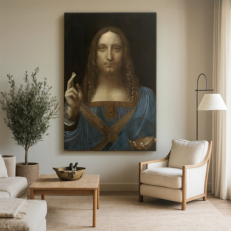 Salvator Mundi - toile tendue par Leonardo Da Vinci, 40 po x 60 po