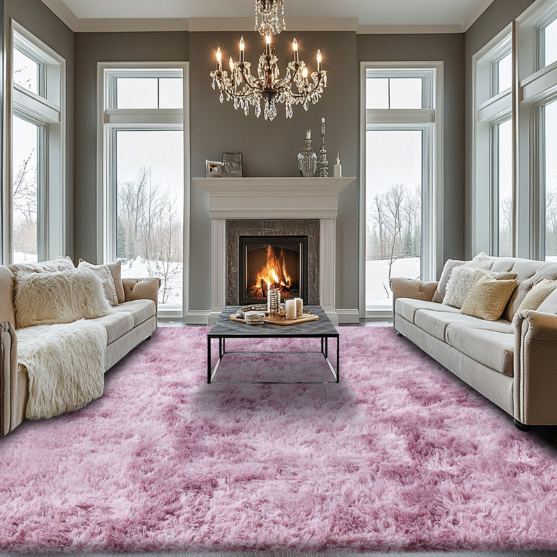 1pcTie-dyed Plush Soft Area Rug, Modern Luxury Plush Carpet, Living Room Rugs, Rectangle 8'10" x 11'10", Pink