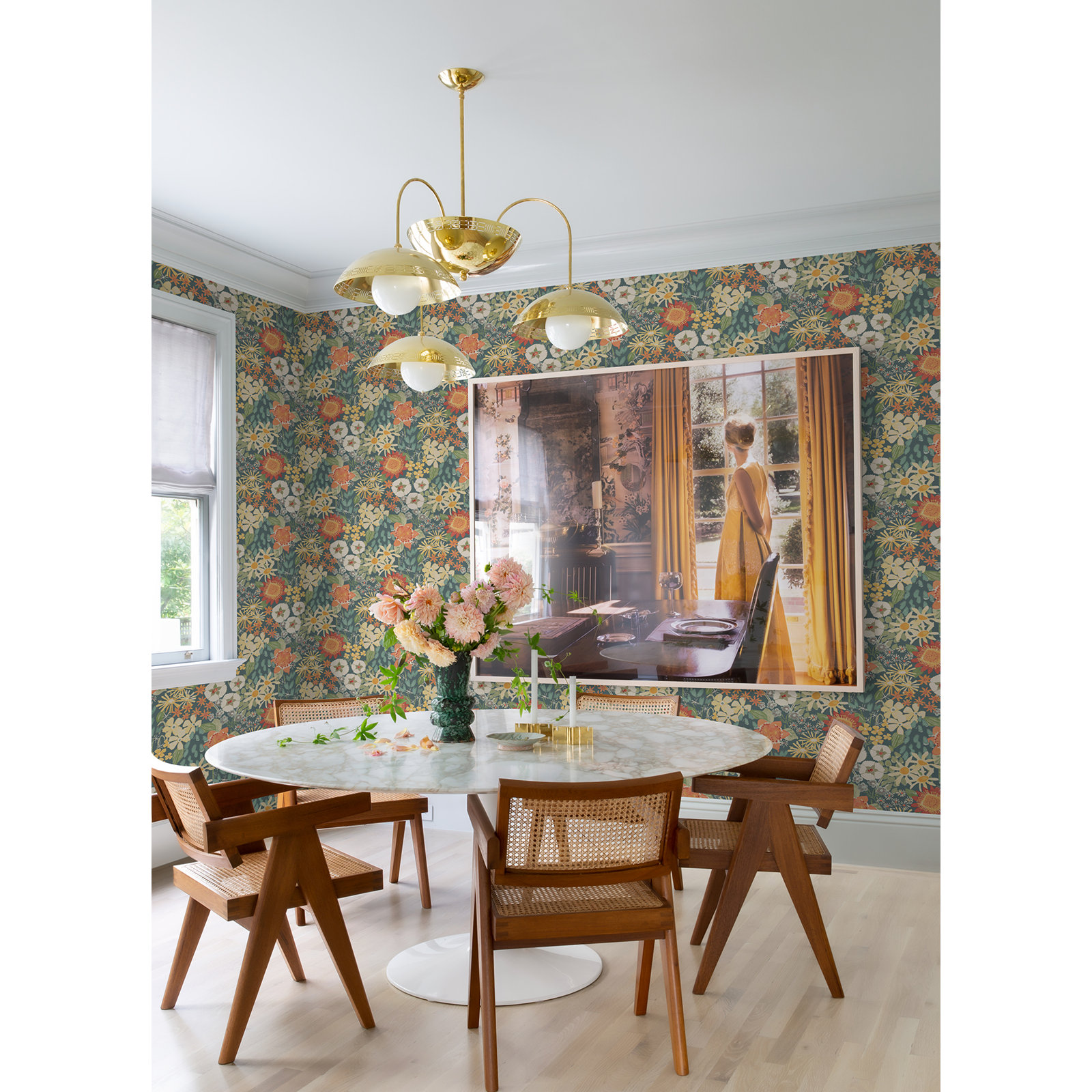 Anika Flowers Wallpaper, Teal
