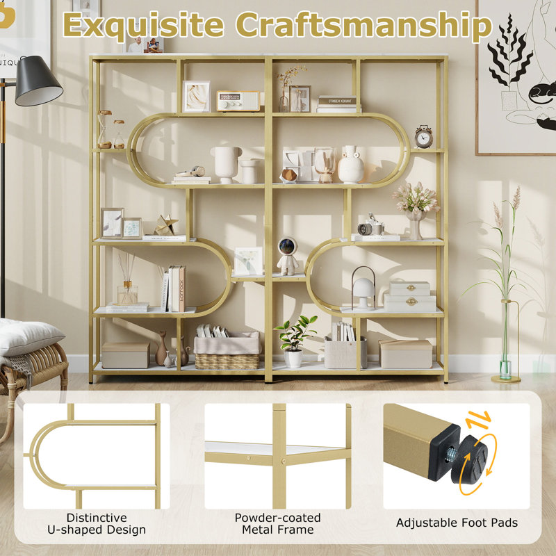176cm H x 95cm W Metal Etagere Bookcase, White