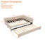 Lit de jour rembourré avec lit gigogne, structure de lit en bois robuste, conception de grille de diamant moderne, pour chambre à coucher, chambre d'amis (beige)-1384049369