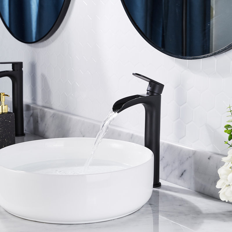 Waterfall Tap with Waste, Black