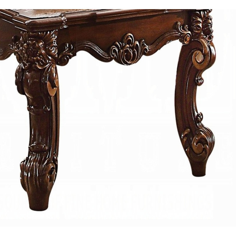 Cherry Finish Square End Table with Scrolled Wood Legs and Storage