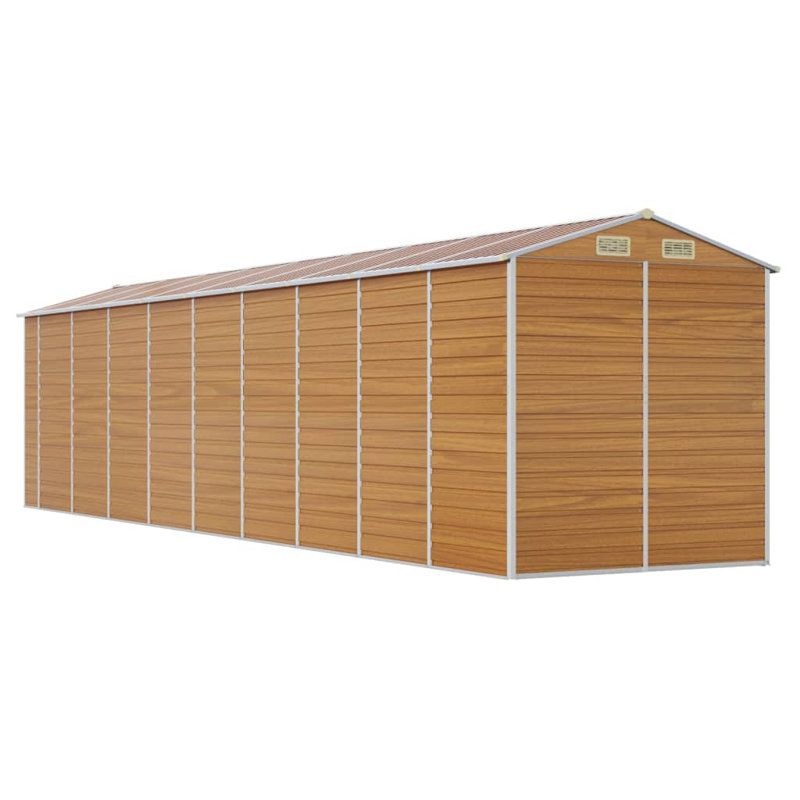 Grande remise en acier galvanisé Vidaxl, Brun, H 78 po x l 318 po x P 75 po