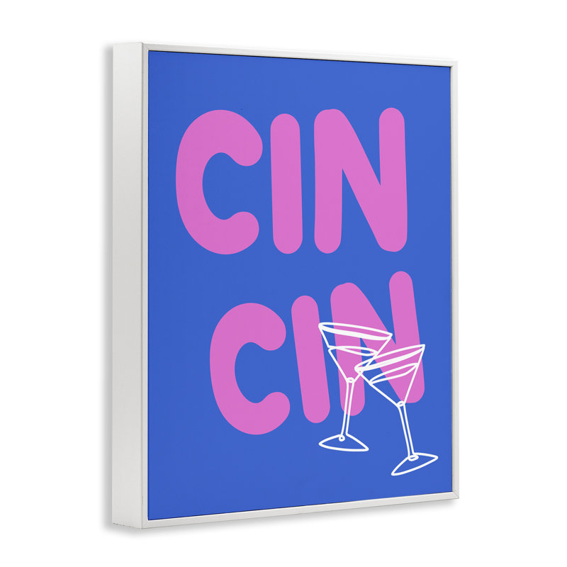  Cin Cin Cheers Glasses Framed Giclee Art by House of Lulu, H 20 po x l 16 po, Giclée encadrée blanc bord de mer