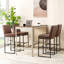 Tabouret de bar industriel moderne en cuir matelassé brun