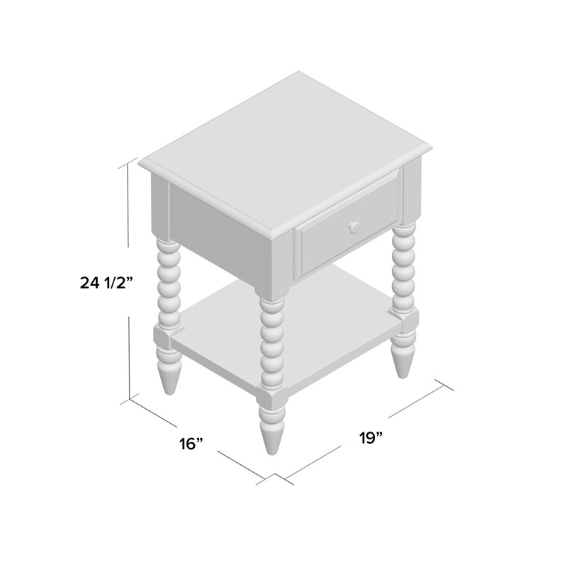 1 Drawer Nightstand, Grey