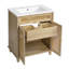 Meuble-lavabo de 30 pouces - Portes en rotin tissé à la main, pieds en bois massif et lavabo en résine résistant aux chocs, conception peu encombrante avec portes à fermeture en douceur pour les petites et moyennes salles de bain