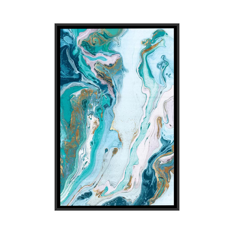 « Marble Petroleum II » par Eva watts-impression d’art graphique, Pas de tapis, Toile avec cadre noir