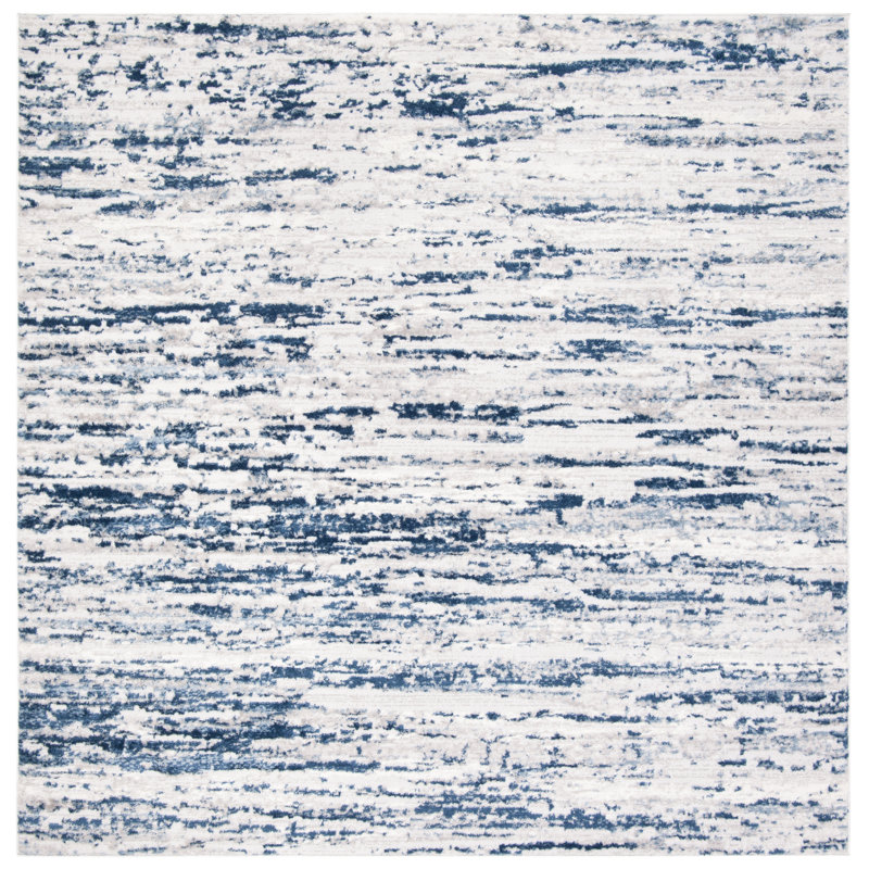 Tapis abstrait tissé à la machine Greely, Carré 8 pi