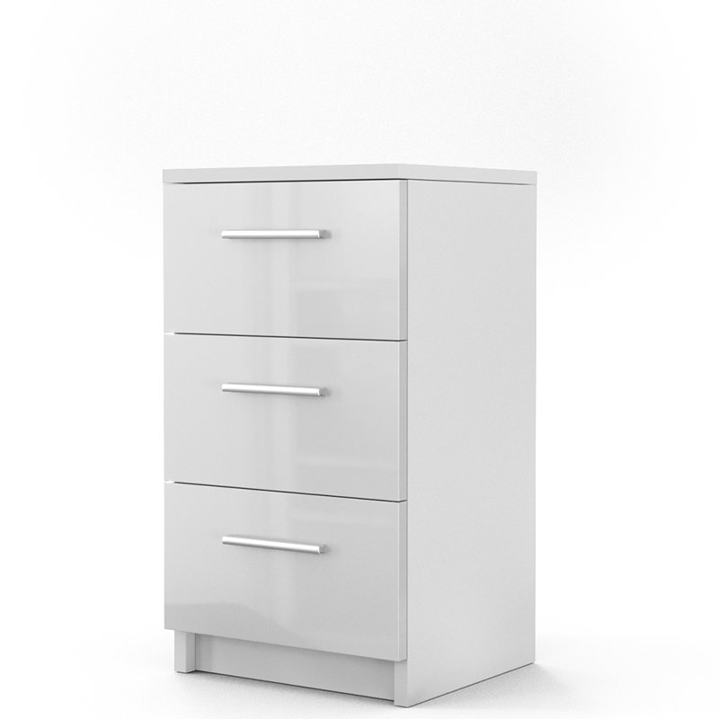 Monck 38cm W Manufactured Wood Bedside Table, High-Gloss White