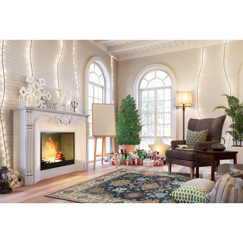 Blue Hand-Knotted Wool Floral Medallion Border Classic Traditional Modern Contemporary Carpet Rug, 10' x 14'