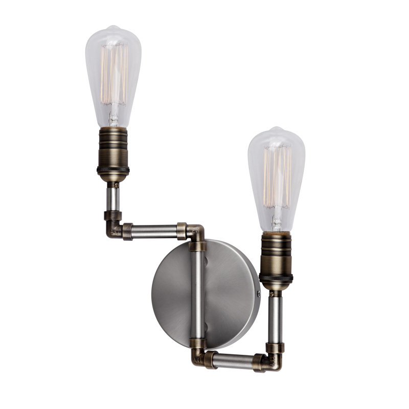 Appliquee à bras 2 lumières Mott, Nickel brossé