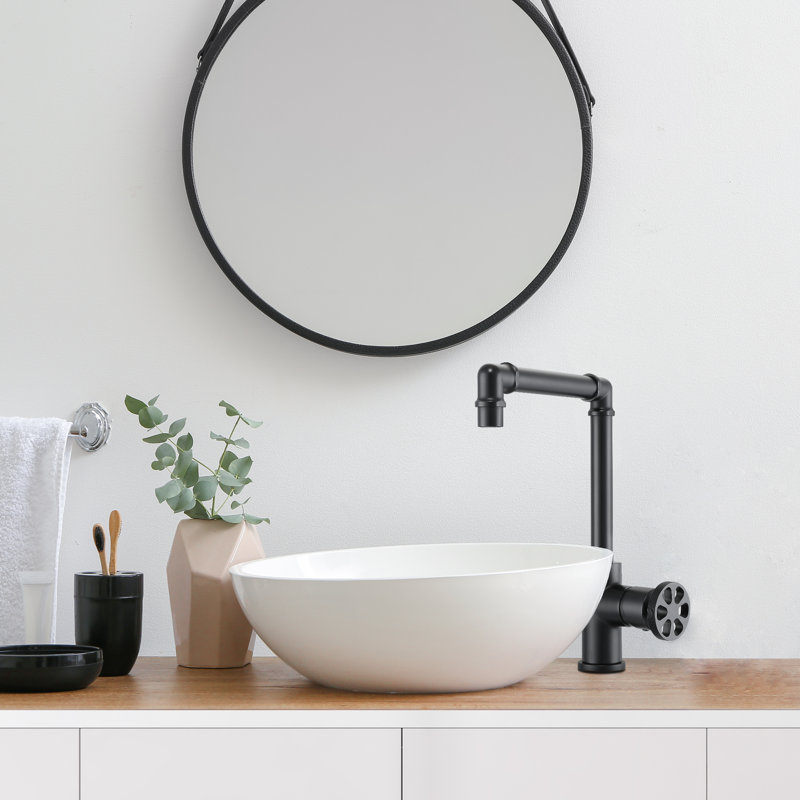 Matte Black Industrial Single Handle High Arc Bathroom Faucet