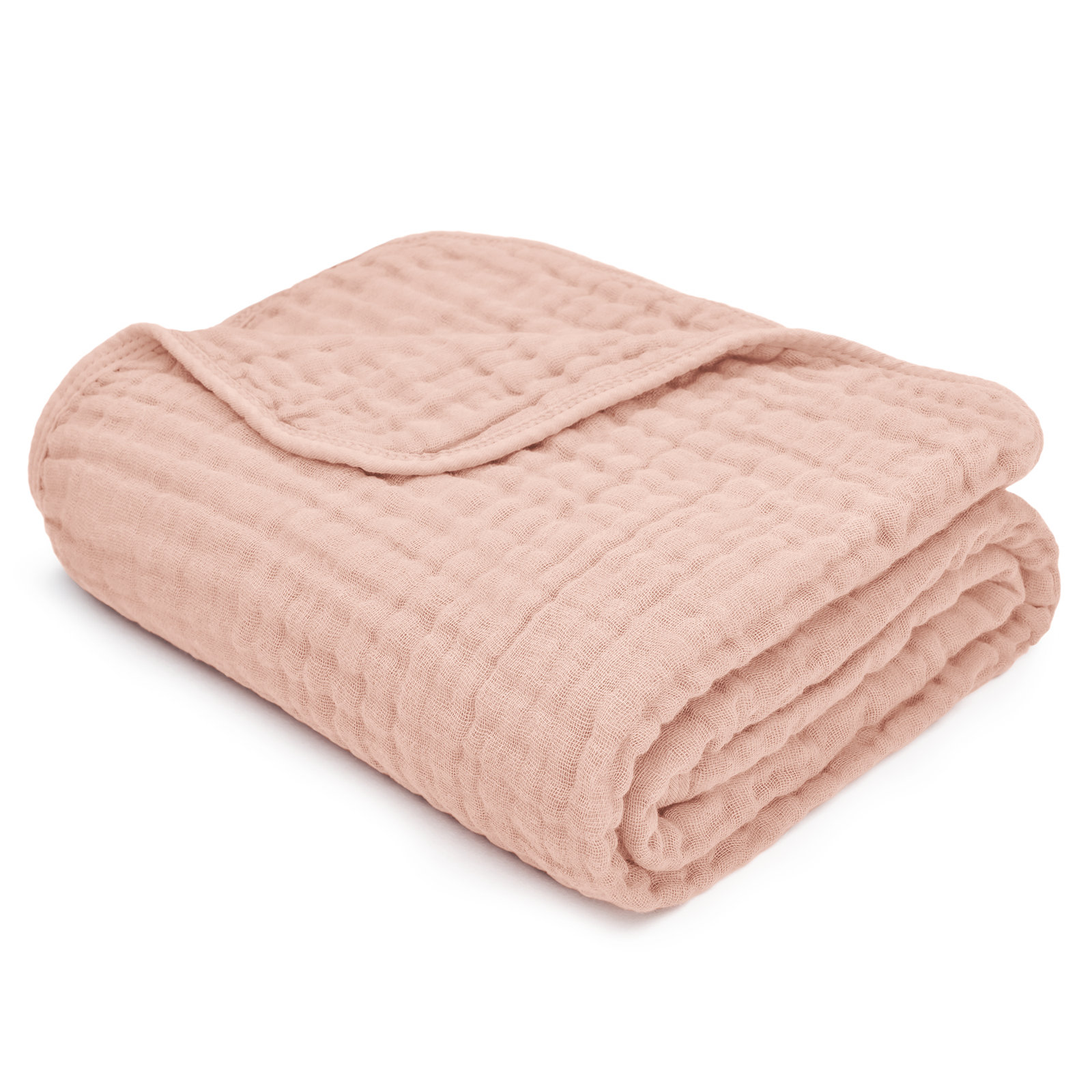 Karlina Cotton Muslin Throw Blanket, Baby, Blush