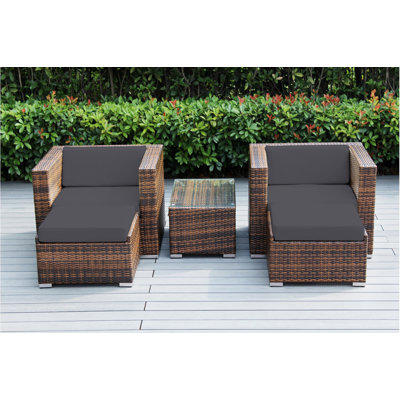 Ensemble de conversation en osier pour 2 personnes avec coussins Billyjo Wicker