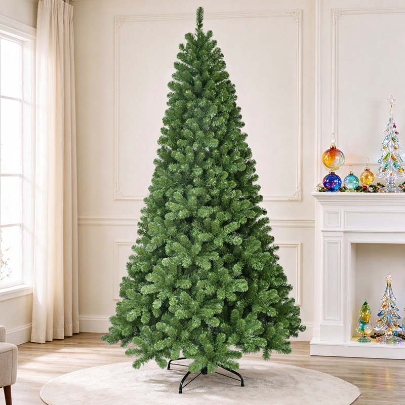 Arbre de Noël artificiel vert non éclairé avec base en métal, H 7,5 po