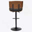 Tabouret de bar réglable avec pivot en métal noir, bois de noyer et similicuir espresso avec repose-pieds droit en T - ensemble de 2-1819746013