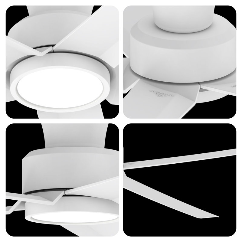 52-inch Elvert Flush Mount Ceiling Fan with LED Lights, White