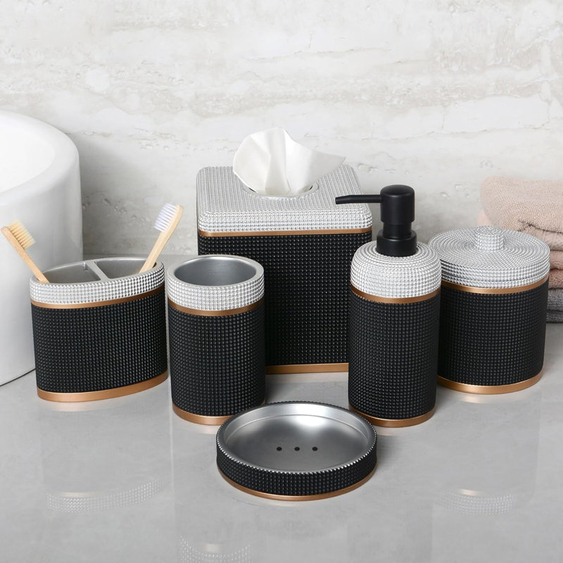 Ensemble d'accessoires de salle de bain de luxe Distributeur de lotion à savon Porte-brosse à dents